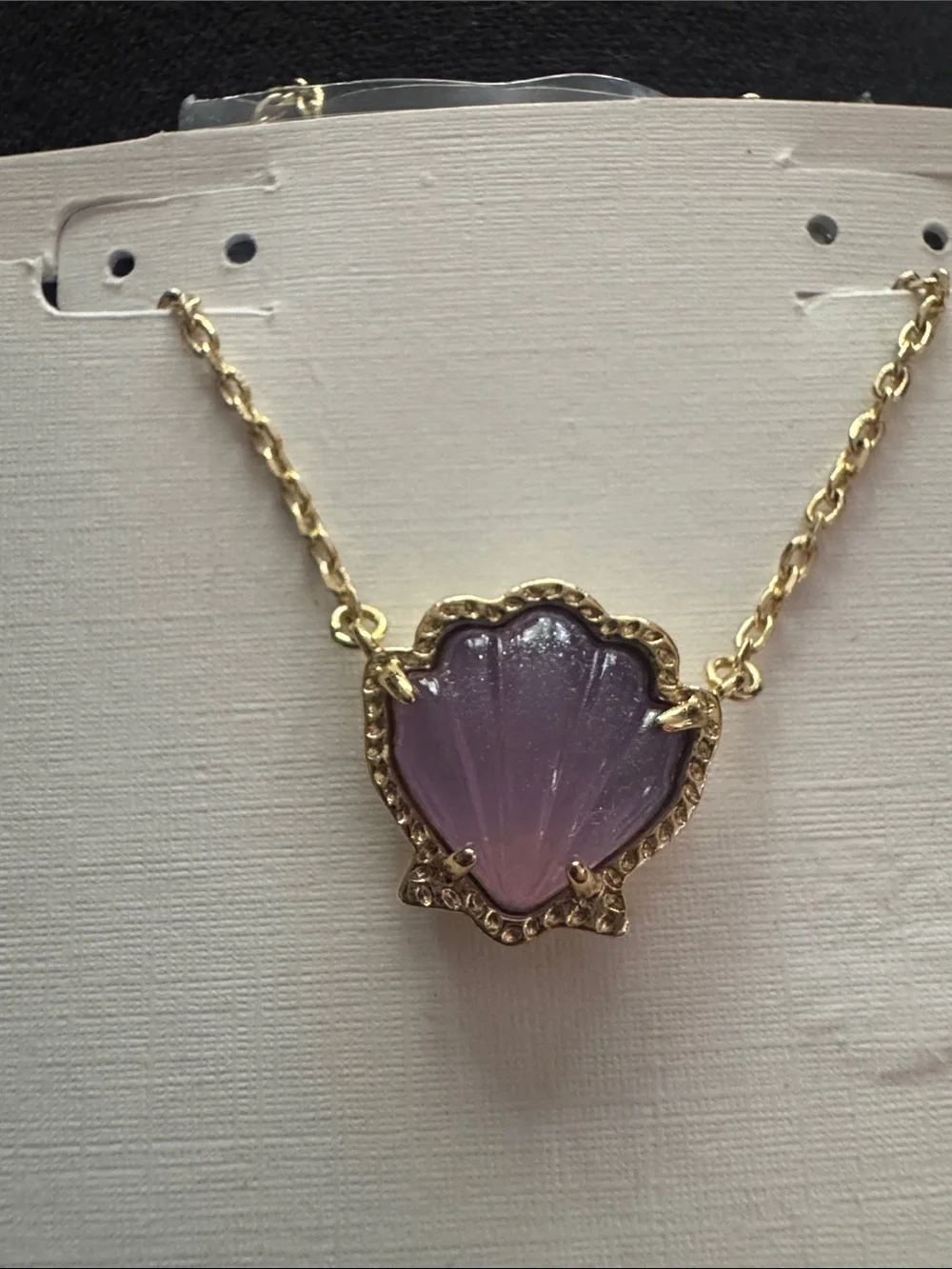 Kendra Scott Purple Brynn SeaShell Pendant Gold Chain Necklace NEW $79